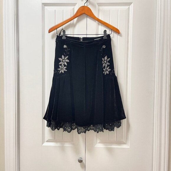 Vintage Velvet Lace Sequin Skirt Black – S - Picture 1 of 12